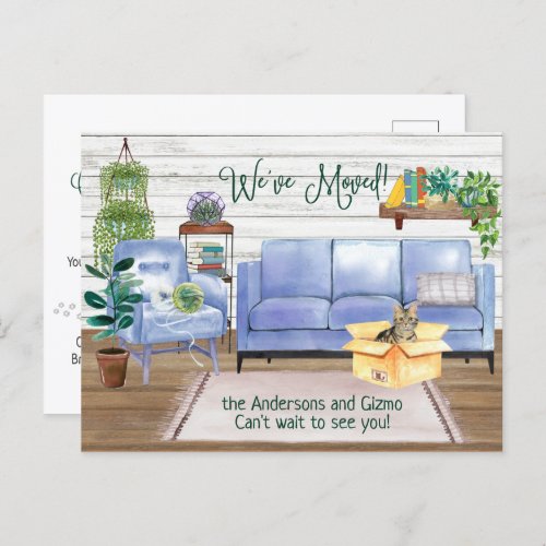 American Short Hair Brown Tabby New Home Moving Announcement Postcard