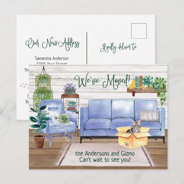 American Short Hair Cat Cozy New Home Moving  Announcement Postcard (Front/Back)