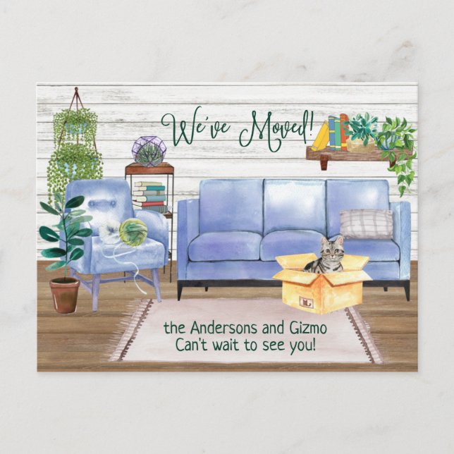 American Short Hair Cat Cozy New Home Moving  Announcement Postcard (Front)