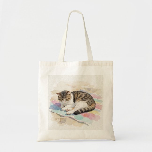 American Shorthair Afternoon Doze On The Beach Tow Tote Bag