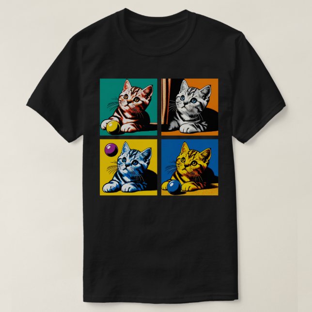 American Shorthair Art Cat Kitties T-Shirt (Design Front)