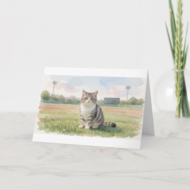 American Shorthair Baseball Field Breeze Greeting  Card