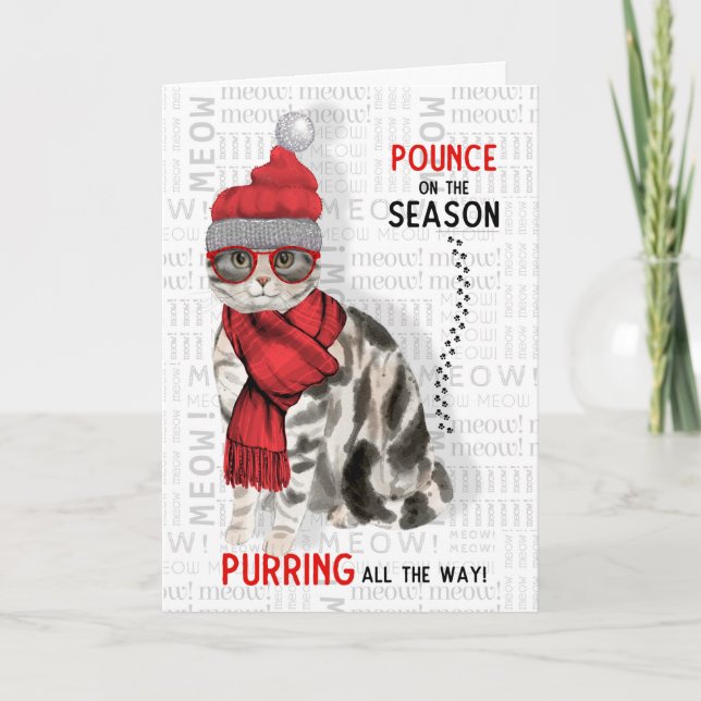 American Shorthair Cat Breed Funny Christmas Card (Front)
