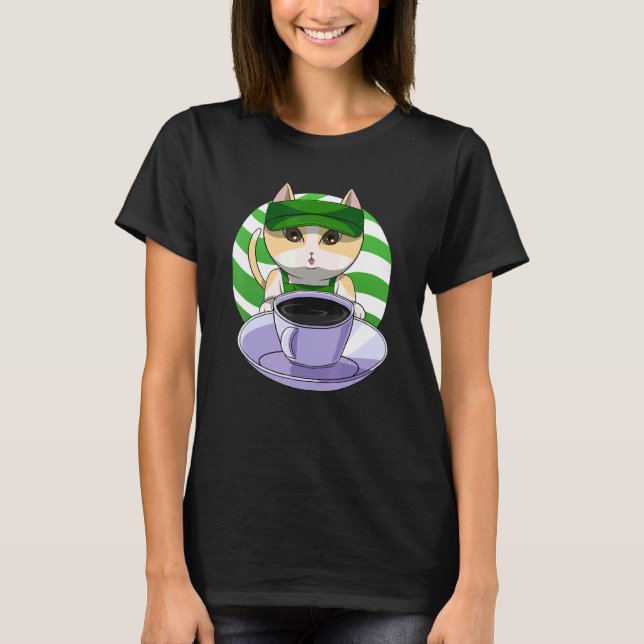 American Shorthair Cat Coffee  Barista T-Shirt (Front)