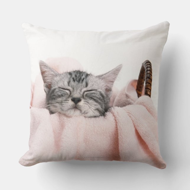 American Shorthair Cat Throw Pillow (Front)