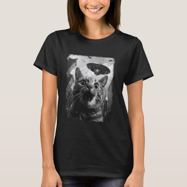 American Shorthair Cat UFO Alien Extraterrestrial  T-Shirt (Front)