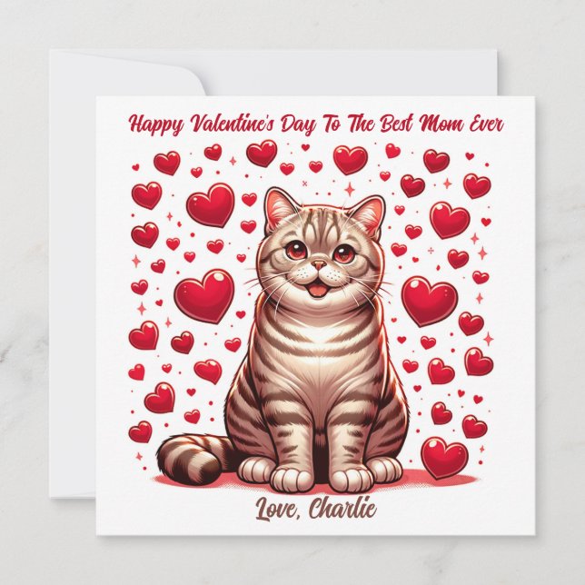 American Shorthair Cat Valentine Day Purr  Holiday Card (Front)