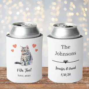 American Shorthair Cat Wedding Can Cooler Favor
