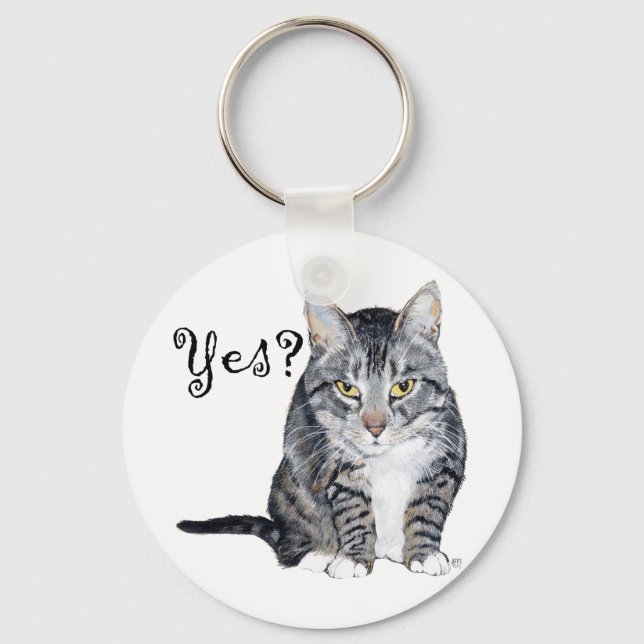 American Shorthair Cat - Yes? Keychain (Front)