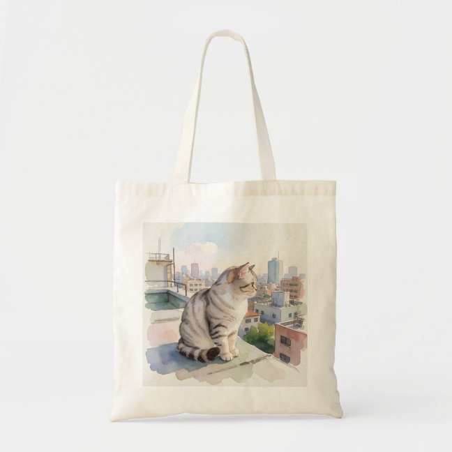 American Shorthair City Rooftop View Tote Bag