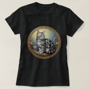 American Shorthair Gold Frame Portrait T-Shirt