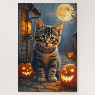 American Shorthair Halloween Portrait Art Jigsaw Puzzle