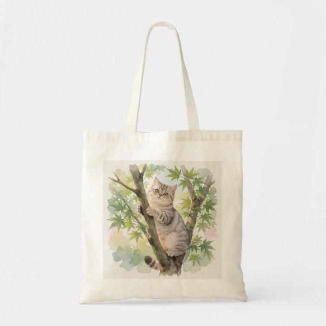 American Shorthair Maple Tree Climb Tote Bag