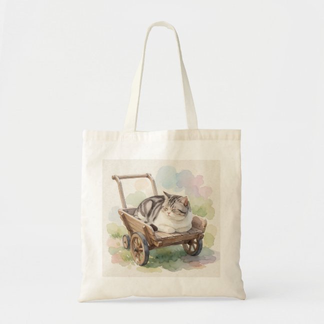 American Shorthair Nap On The Garden Cart Tote Bag