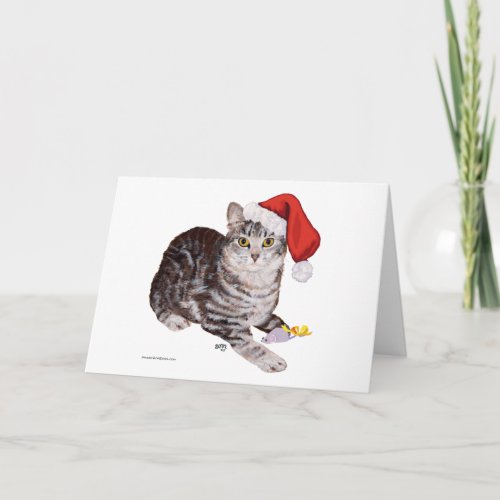 American Shorthair Tabby Cat _ Christmas Holiday Card