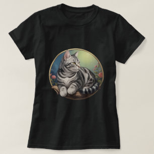 American Shorthair Vintage Rose Portrait T-Shirt