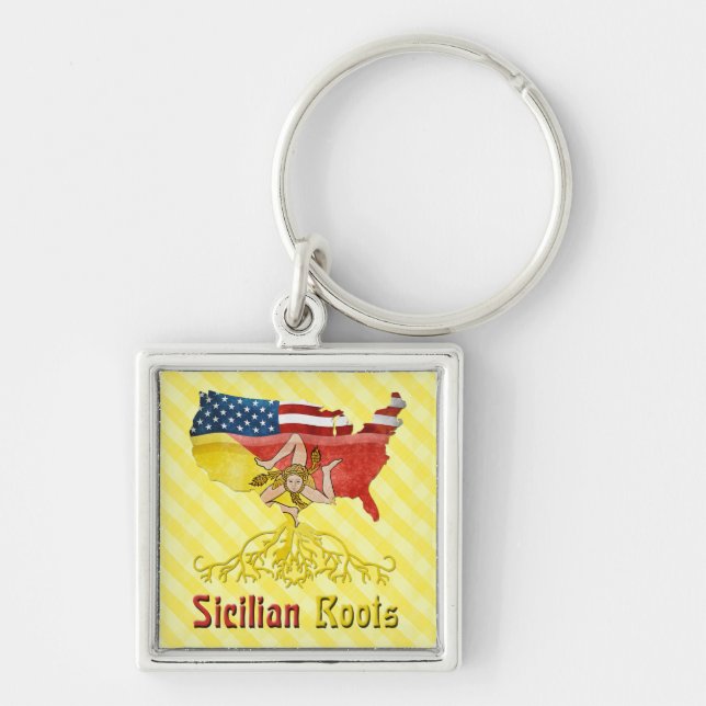 American Sicilian Roots   Keychain (Front)