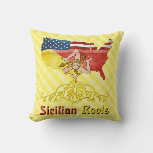 American Sicilian Roots Sicily Throw Pillow