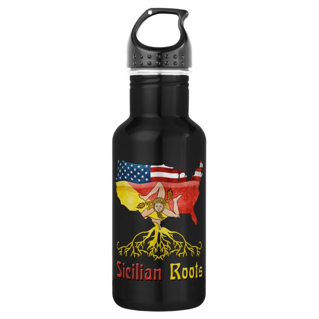 American Sicilian Roots Stainless Steel Water Bottle (Front)