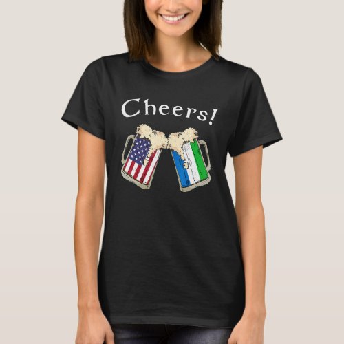 American Sierra Leonean Patriot US Flag Beer Leone T_Shirt