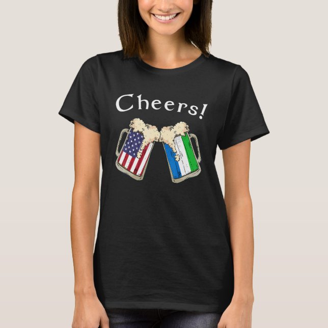 American Sierra Leonean Patriot US Flag Beer Leone T-Shirt (Front)