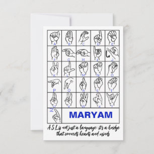 American Sign Language Alphabet, ASL Deaf Thank You Card