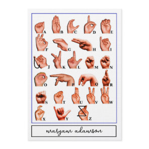 American Sign Language Alphabet Board, ASL Card