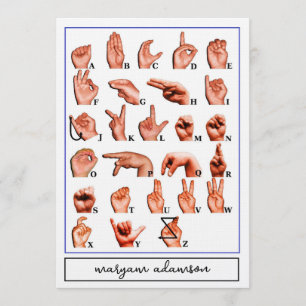 American Sign Language Alphabet Board, ASL Card
