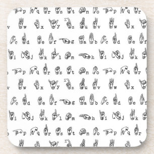 American Sign Language Alphabet in Black and White Coaster