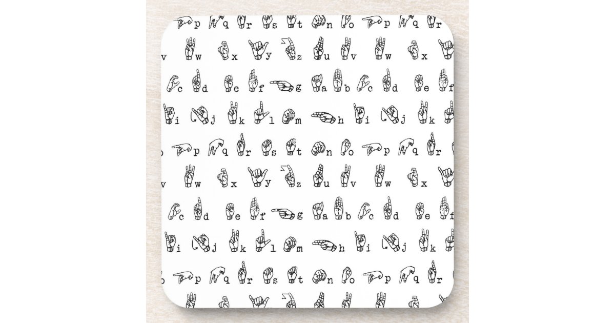American Sign Language Alphabet in Black and White Coaster | Zazzle
