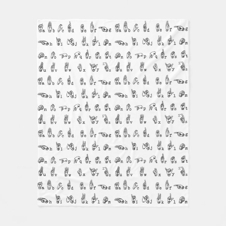 American Sign Language Alphabet in Black and White Fleece Blanket | Zazzle