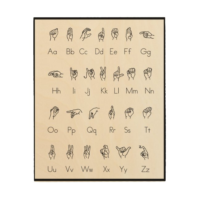 American Sign Language Alphabet Wood Wall Art (Front)