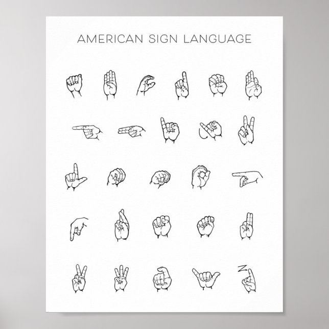 American Sign Language ASL Chart (Front)