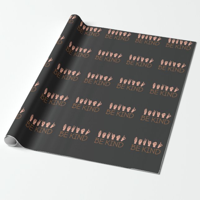 American Sign Language ASL Interpreter Kind Wrapping Paper (Unrolled)