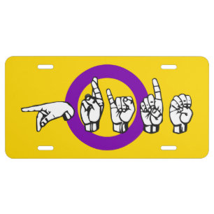 American Sign Language ASL Intersex Pride LGBT License Plate