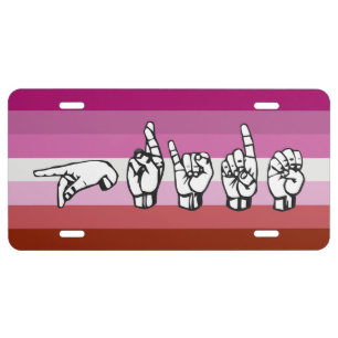American Sign Language ASL Lesbian Pride LGBT License Plate