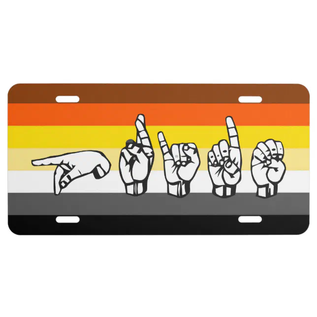 American Sign Language Asl Lgbt Bear Pride License Plate Zazzle 7647