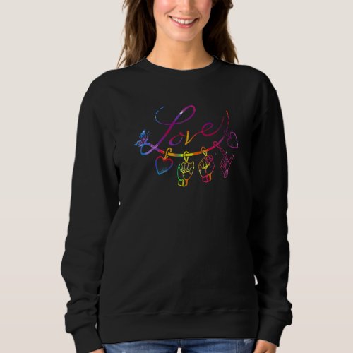 American Sign Language Asl Love Keychain Rainbow T Sweatshirt