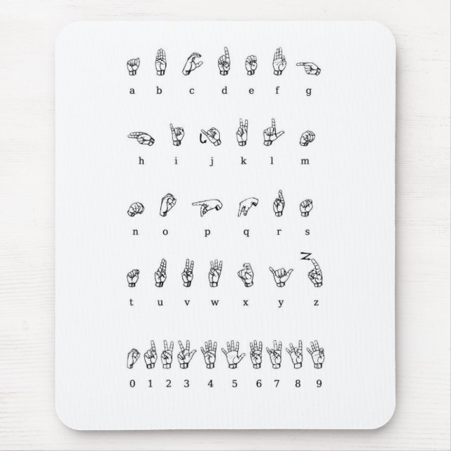 American Sign Language (ASL) Mouse Pad (Front)