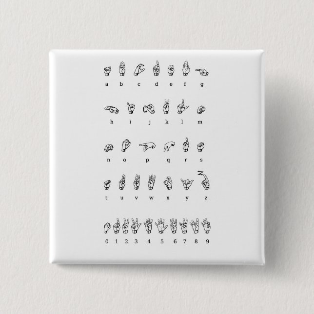 American Sign Language (ASL) Pinback Button (Front)