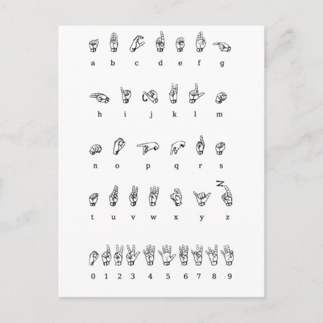 American Sign Language (ASL) Postcard (Front)