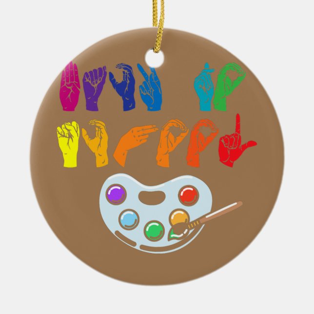 American Sign Language Back To School ASL Ceramic Ornament (Front)