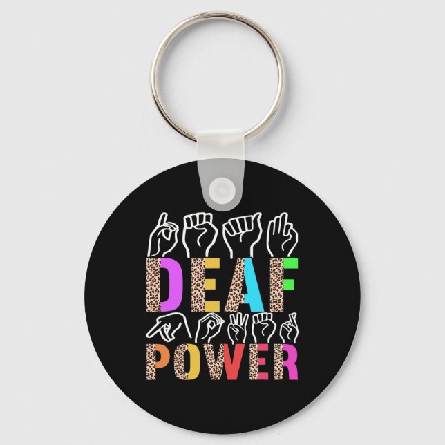 American Sign Language Deaf Awareness 3  Keychain (Front)