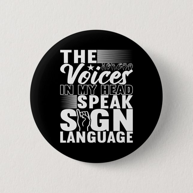 American Sign Language Deaf Awareness 5 Button (Front)
