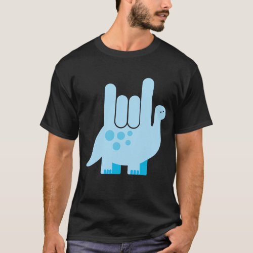 American Sign Language Dinosaur _ I Love You T_Shirt
