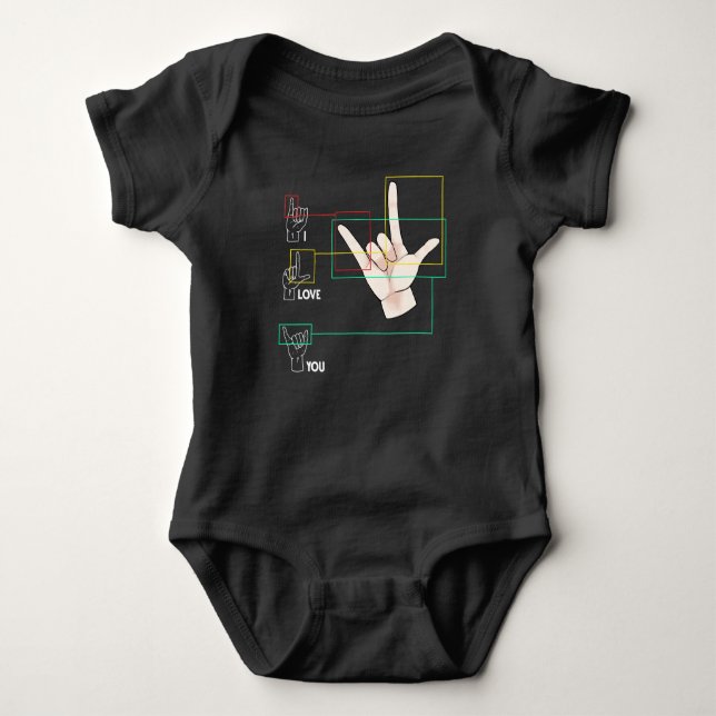 American Sign Language Hand Sign ASL I Love You Baby Bodysuit (Front)
