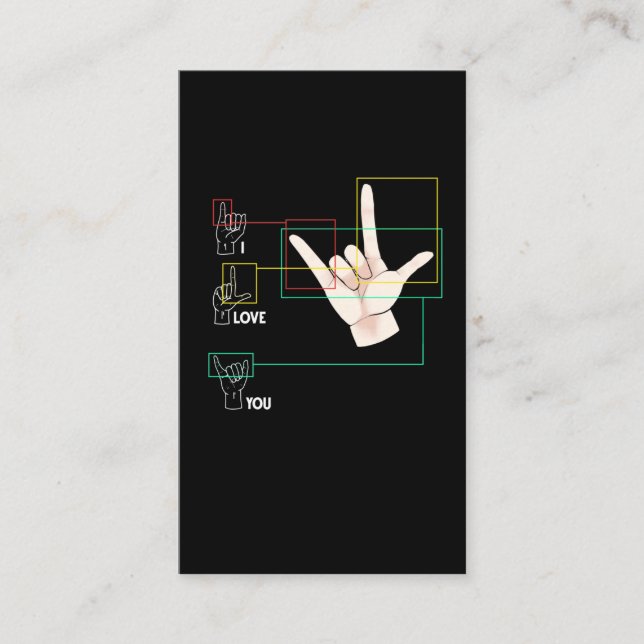 American Sign Language Hand Sign ASL I Love You Business Card (Front)