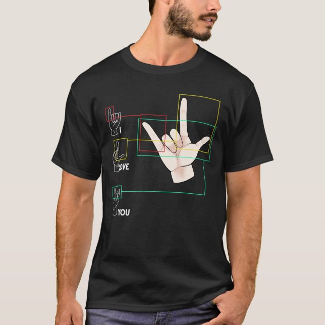 American Sign Language Hand Sign ASL I Love You T-Shirt (Front)