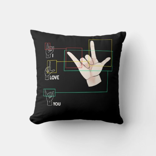 American Sign Language Hand Sign ASL I Love You Throw Pillow