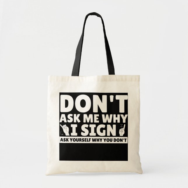 American Sign Language Hand Talking Teacher Tote Bag (Front)